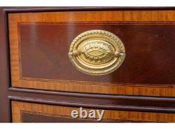 COUNCILL Craftsman Federal Style Banded Mahogany Bow Front Bachelor Chest