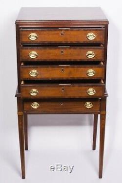 COUNCIL CRAFTSMEN Federal Mahogany Inlaid Silver Chest