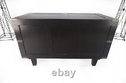 Campaign Style Ebonized Mahogany Brass Inlay Two Drawers Small Dresser Chest