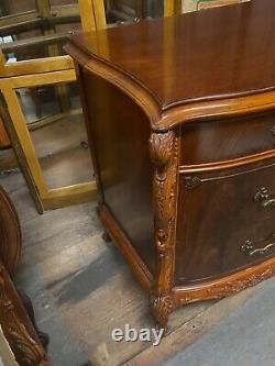 Carved French Style Mahogany Long Dresser Chest of Drawers With Swans