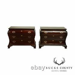 Century Claridge Collection Chippendale Style Mahogany Pair Bombe Chests