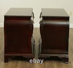 Century Claridge Collection Chippendale Style Mahogany Pair Bombe Chests