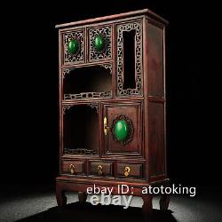 Chinese antiques mahogany inlaid gemstones Pocket Small Cabinet