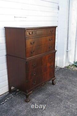Chippendale Ball And Claw Feet Flame Mahogany Tall Chest of Drawers 2977