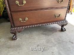 Chippendale Ball And Claw Feet Mahogany Tall Chest of Drawers