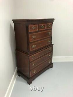 Chippendale Banded Mahogany Chest on Chest by Dixie