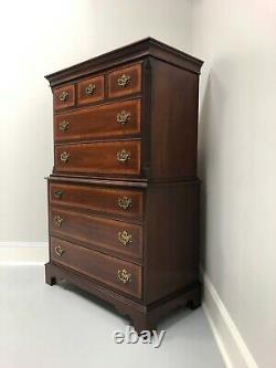 Chippendale Banded Mahogany Chest on Chest by Dixie