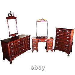 Chippendale Mahogany Bedroom Set Chest Dresser Mirror Bed Wardrobe Sideboard