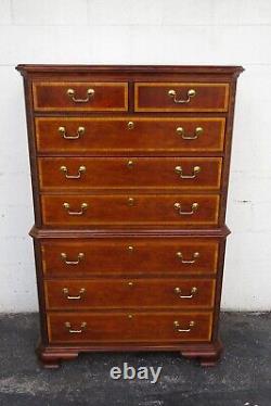 Chippendale Mahogany Extra Tall Inlay Chest of Drawers by Thomasville 3423