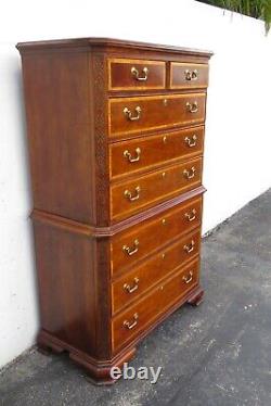 Chippendale Mahogany Extra Tall Inlay Chest of Drawers by Thomasville 3423