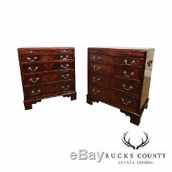 Chippendale Style Custom Mahogany Pair Chests Nightstands