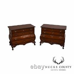 Chippendale Style Kettle Base Pair Mahogany Bombe Claw Foot Chests
