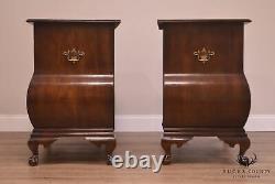 Chippendale Style Kettle Base Pair Mahogany Bombe Claw Foot Chests