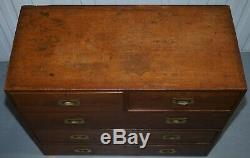 Circa 1880 Mahogany Military Campaign Chest Of Drawers Signed 93st High Lainton
