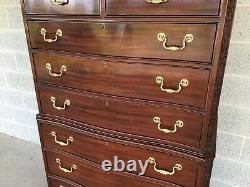 Councill Craftsman Mahogany Chinese Chippendale Serpentine Front Chest On Chest