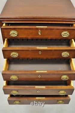 Councill Craftsman Sheraton Style Mahogany Silverware Chest with Inlay