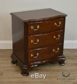 Councill Solid Mahogany Chippendale Style Serpentine 3 Drawer Chest Nightstand