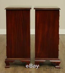 Craftique Chippendale Style Mahogany Pair 4 Drawer Chests Nightstands