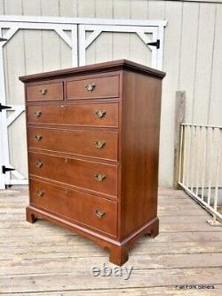 Craftique Tall Vintage Chippendale Solid Mahogany Chest of Drawers Brass Pulls
