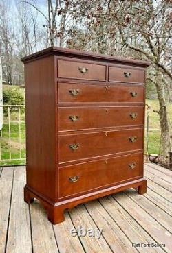 Craftique Tall Vintage Chippendale Solid Mahogany Chest of Drawers Brass Pulls