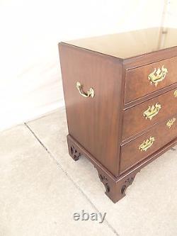 Custom quality pierce carved mahogany burl bachelors silver chest dresser