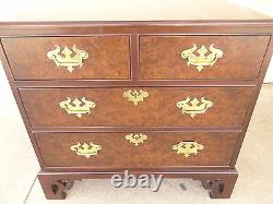 Custom quality pierce carved mahogany burl bachelors silver chest dresser