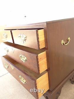 Custom quality pierce carved mahogany burl bachelors silver chest dresser