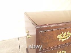 Custom quality pierce carved mahogany burl bachelors silver chest dresser