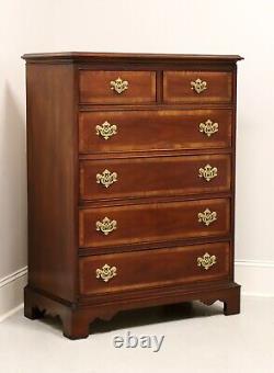 DIXIE Banded Mahogany Chippendale Chest of Six Drawers