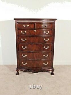 DREXEL HERITAGE Heirlooms Serpentine Ball & Claw String inlay Tall Highboy Chest