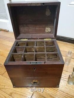 Doctor's Medicine Chest Victorian 1880s Mahogany With Bottles Antique