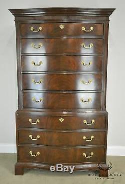 Drexel Heritage Chippendale Style Flame Mahogany High Chest on Chest