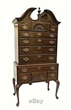 Drexel Queen Anne Style Mahogany Highboy Chest Dresser Cabinet Armoire Vintage