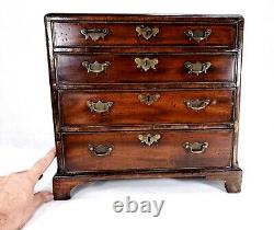 Early 1790-1800 Miniature Antique Mahogany Chippendale Chest of Drawers
