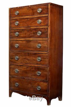 Early 19th Century Georgian Mahogany Tall Chest Of Drawers