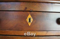 Early American Antique Crotch Mahogany Dresser 5 Drawer Empire Inlaid Chest