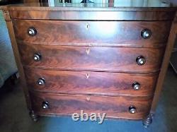 Early Antique Bow front Mahogany Chest with inlay