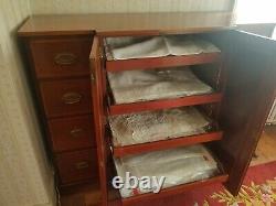 Edwardian Mahogany Cabinet Chest 12 drawers Linen Press Bureau Satinwood Inlay