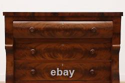Empire Antique 1840s Flame Grain Mahogany Chest of Drawers or Dresser #35698