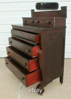 Empire Crotch Flame Mahogany Mortuary Chest Funeral Dresser Donation Chest w Key