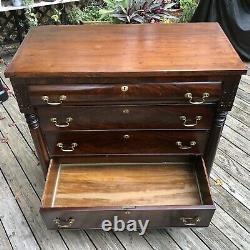 Empire Flaming Mahogany Antique Chest of Drawers (Early 1800s)