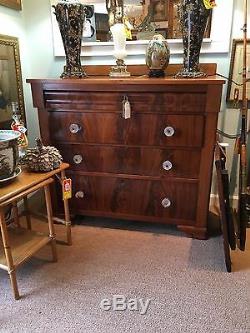 Empire Large 1800's Flame Mahogany Chest of Drawers