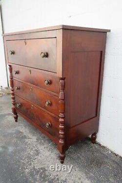 Empire Late 1800s Flame Mahogany Tall Wide Chest of Drawers 4030