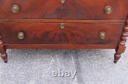 Empire Late 1800s Flame Mahogany Tall Wide Chest of Drawers 4030