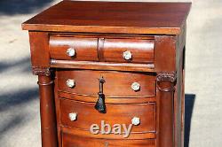 Empire Solid Mahogany Six Drawer Lingerie Chest Dresser with Columns & Paw Feet