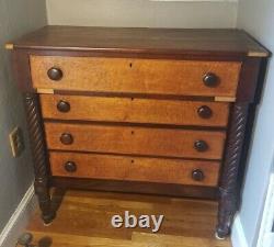 Empire chest of drawers, brown very good condition, mahogany, spiral legs