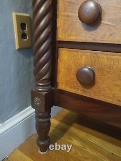 Empire chest of drawers, brown very good condition, mahogany, spiral legs
