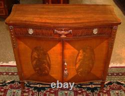 English Adams Style Flame Mahogany Two Door Foyer Cabinet Chest Server