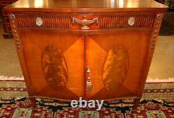 English Adams Style Flame Mahogany Two Door Foyer Cabinet Chest Server