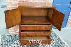 English Antique Queen Anne Mahogany Cabinet 3 Drawer 2 Door / Chest of drawer